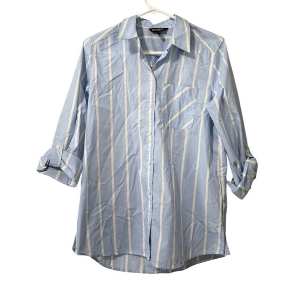 Express Striped Women Button Down Shirt Size Small Long Sleeve Professional City - Picture 1 of 13